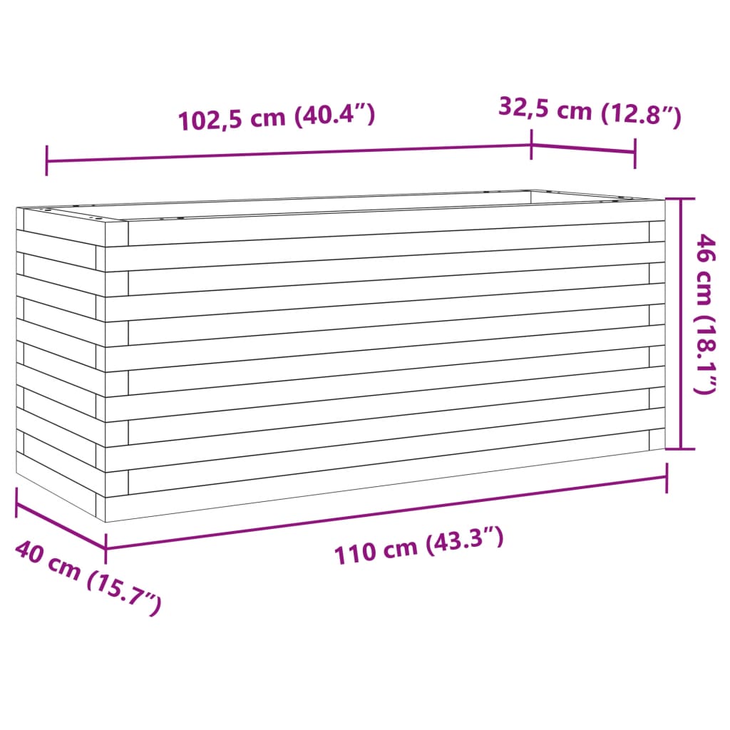 vidaXL Fioriera da Giardino 110x40x46 cm in Legno di Pino Impregnato