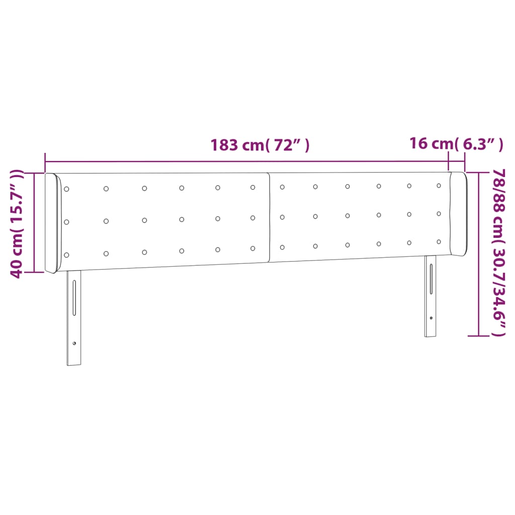 vidaXL Testiera Cappuccino a LED 183x16x78/88 cm in Similpelle