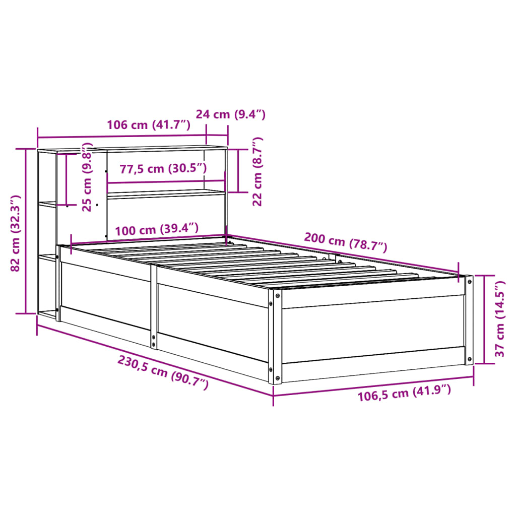 vidaXL Giroletto senza Materasso Bianco 100x200 cm Legno Massello Pino