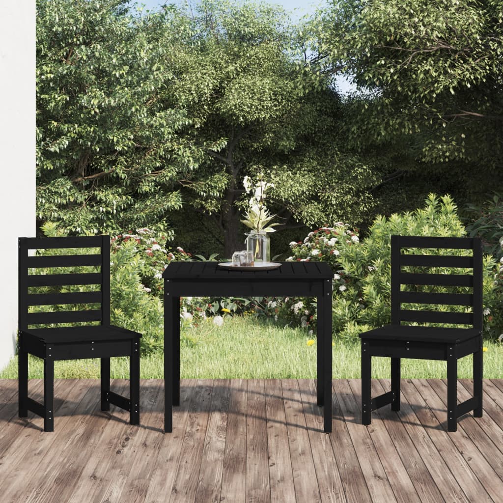 vidaXL Set da Bistrot da Giardino 3 pz Nero in Legno Massello di Pino