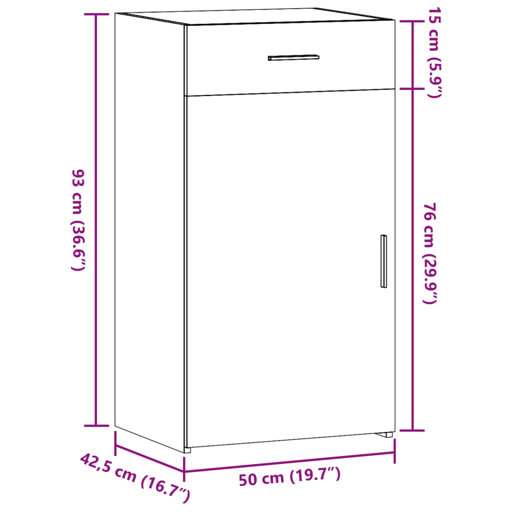 vidaXL Credenza Rovere Marrone 50x42,5x93 cm in Legno Multistrato