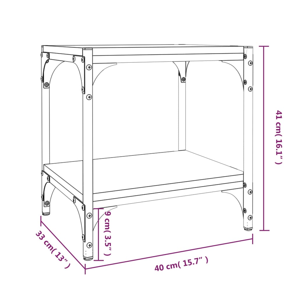 vidaXL Mobile TV Rovere Fumo 40x33x41 cm Legno Multistrato e Acciaio