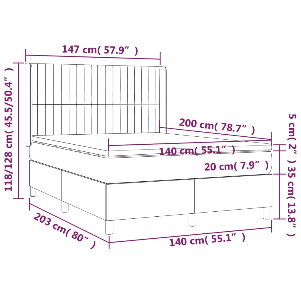 vidaXL Giroletto a Molle con Materasso Rosa 140x200 cm in Velluto