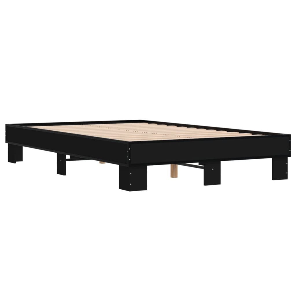 vidaXL Giroletto Nero 135x190 cm in Legno Multistrato e Metallo