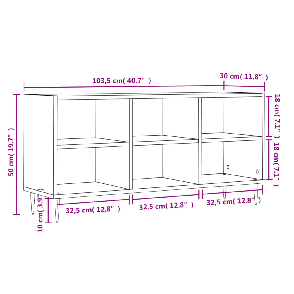 vidaXL Mobile Porta TV Nero 103,5x30x50 cm in Legno Multistrato