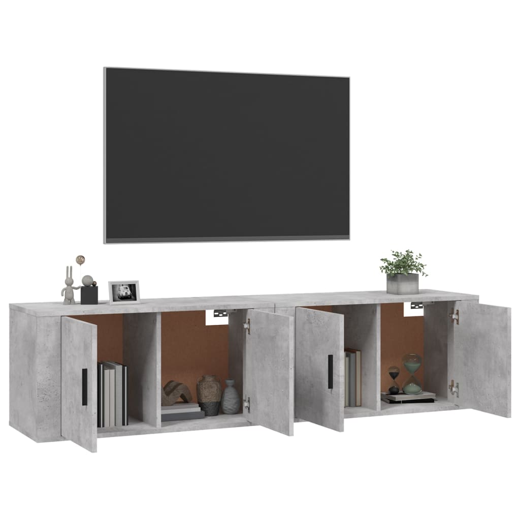 vidaXL Mobili Porta TV a Parete 2 pz Grigio Cemento 80x34,5x40 cm