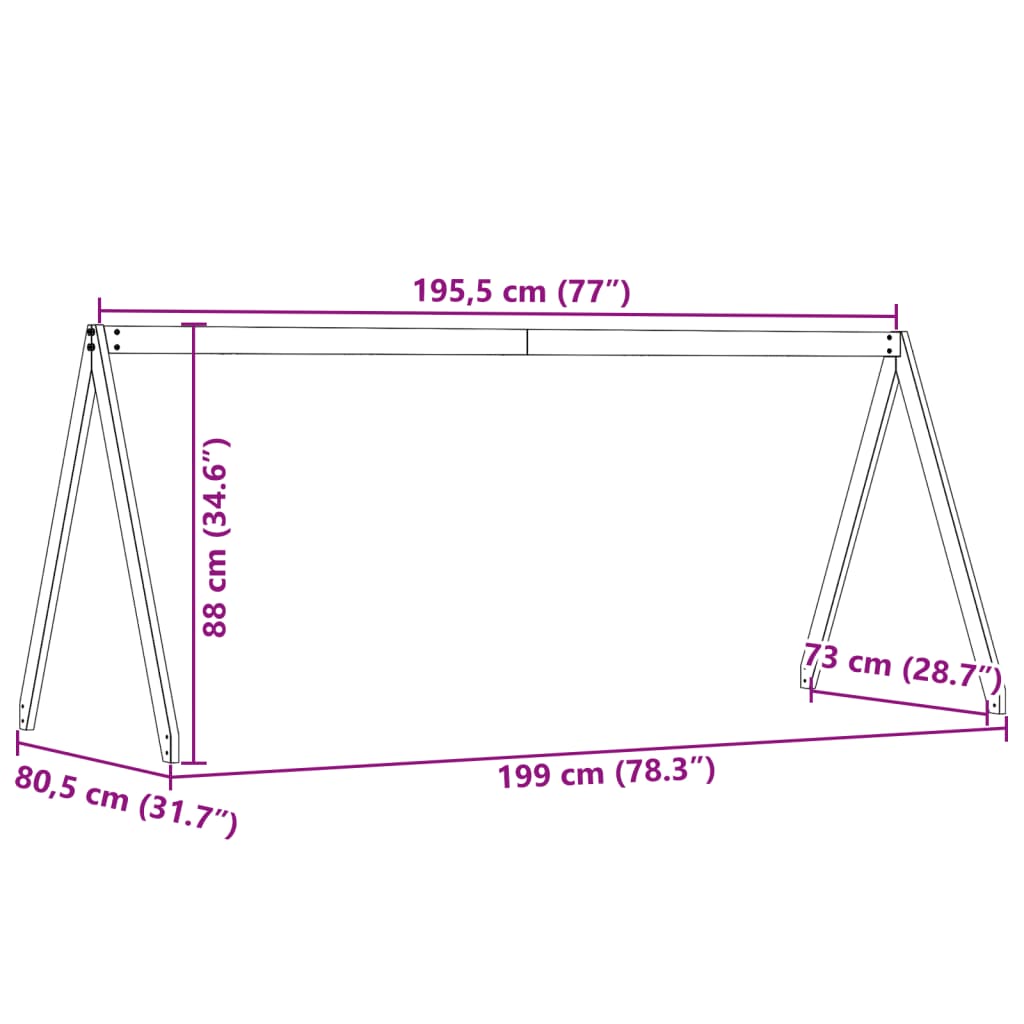 vidaXL Tetto Letto Bambini Bianco 199x80,5x88 cm Legno Massello Pino