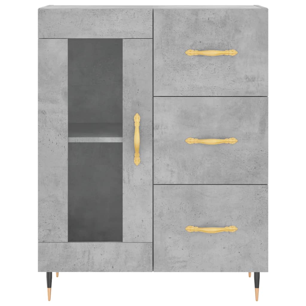 vidaXL Credenza Grigio Cemento 69,5x34x180 cm in Legno Multistrato