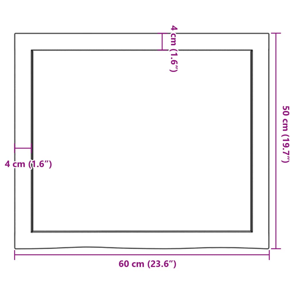 vidaXL Ripiano Marrone Scuro 60x50x(2-4) cm Massello Rovere Trattato