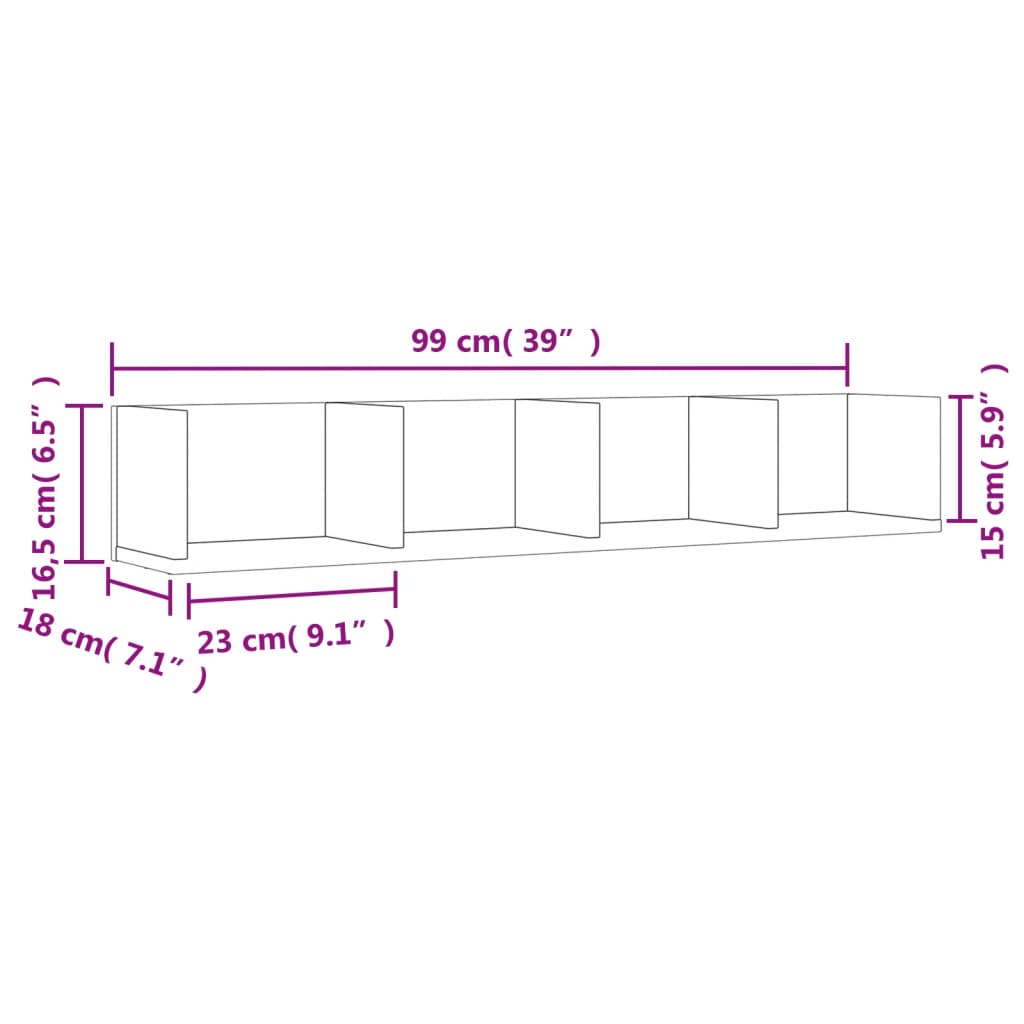 vidaXL Mobili Parete 2 pz Rovere Marrone 99x18x16,5 cm in Multistrato