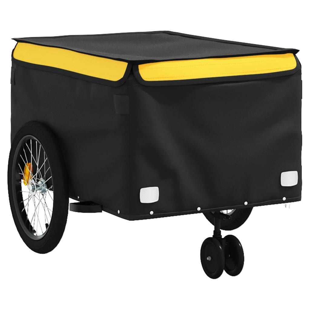 vidaXL Rimorchio da Bici Nero e Giallo 45 kg in Ferro