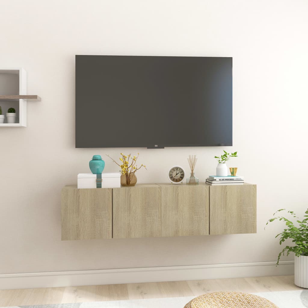 vidaXL Mobili Porta TV Pensili 2pz Rovere Sonoma 60x30x30 cm