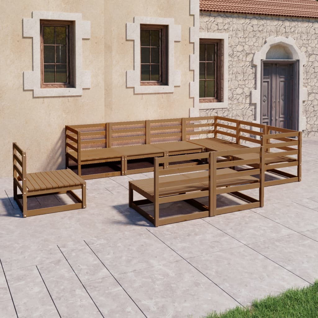 vidaXL Set Salotto da Giardino 9pz Marrone Ambra Legno Massello Pino