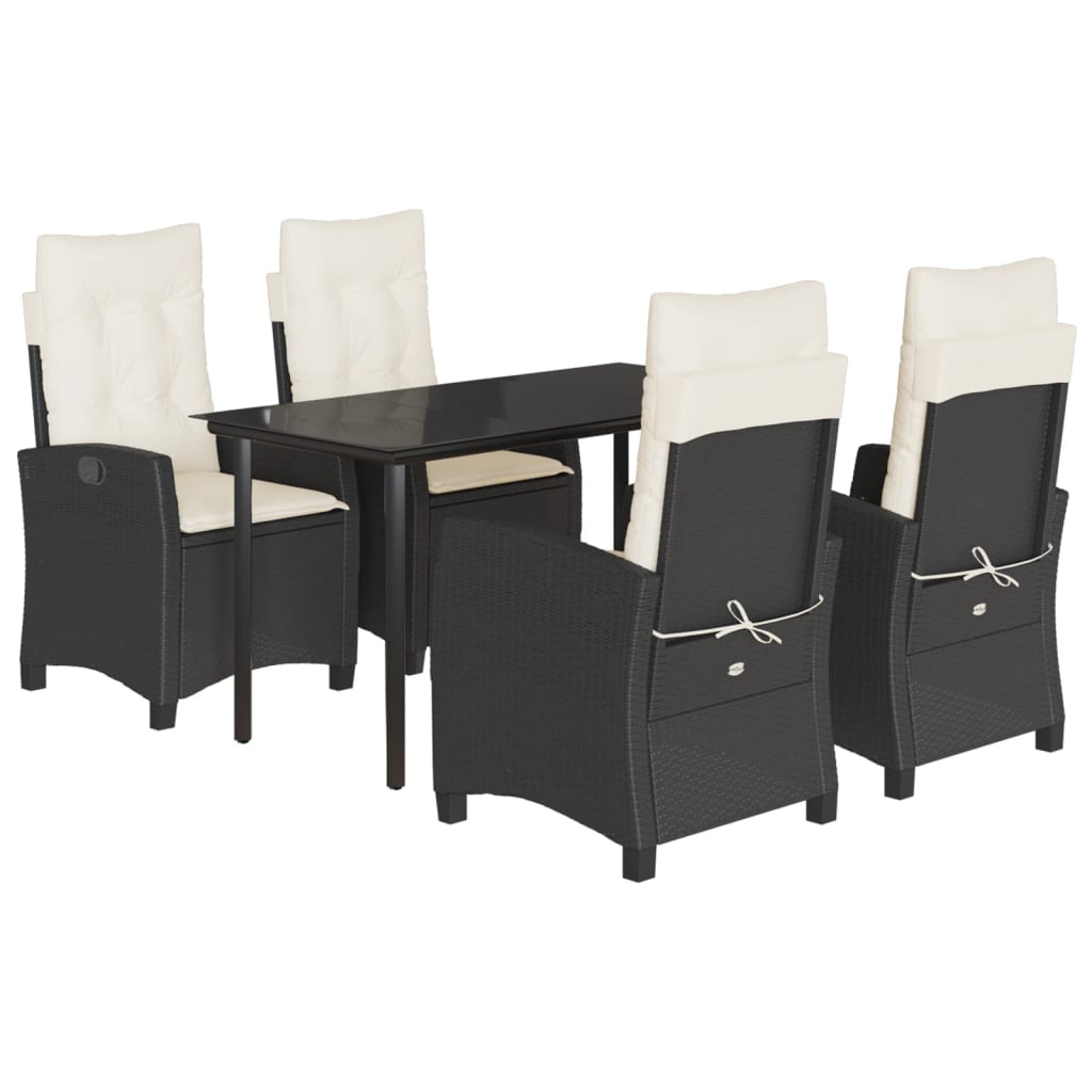 vidaXL Set da Pranzo da Giardino 5 pz Nero con Cuscini in Polyrattan