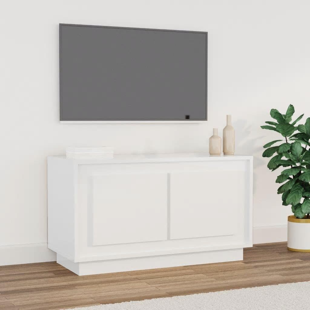 vidaXL Mobile Porta TV Bianco Lucido 80x35x45 cm in Legno Multistrato