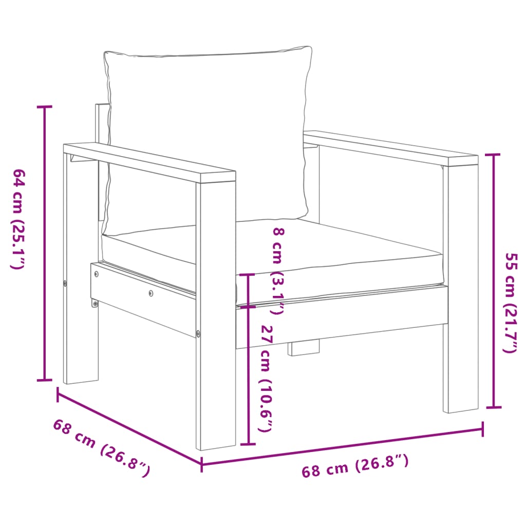 vidaXL Set Divano da Giardino 5 pz con Cuscini Legno Massello Acacia