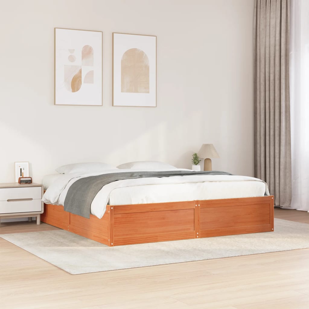 vidaXL Letto senza Materasso Marrone Cera 180x200 cm in Legno di Pino