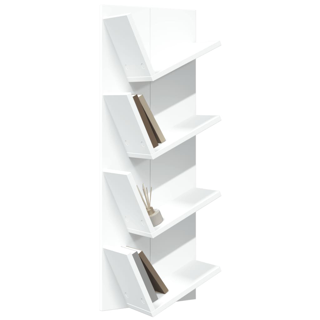 vidaXL Libreria a Parete a 4 Ripiani Bianca 33x16x90 cm