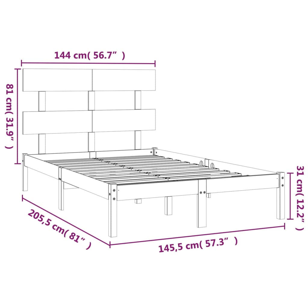 vidaXL Giroletto in Legno Massello 140x200 cm