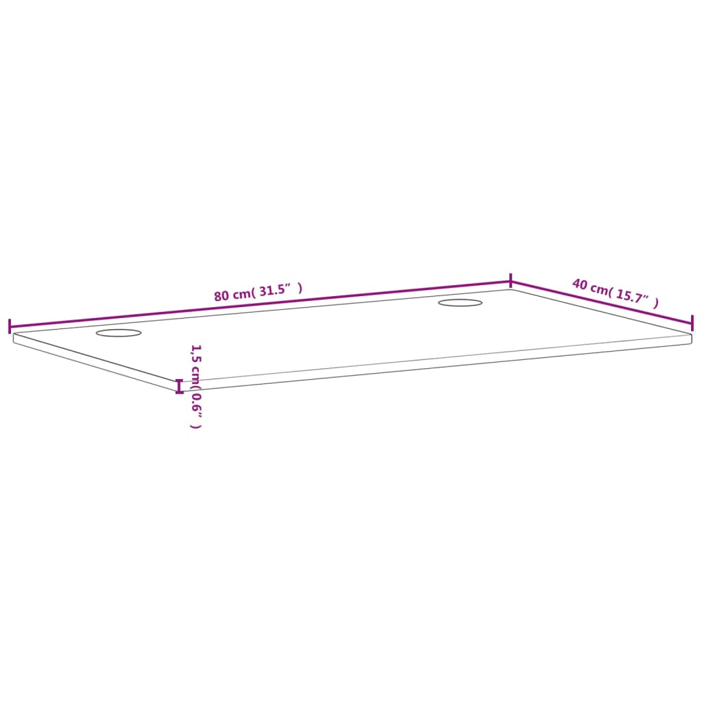 vidaXL Piano per Scrivania 80x40x1,5 cm Legno Massello di Faggio