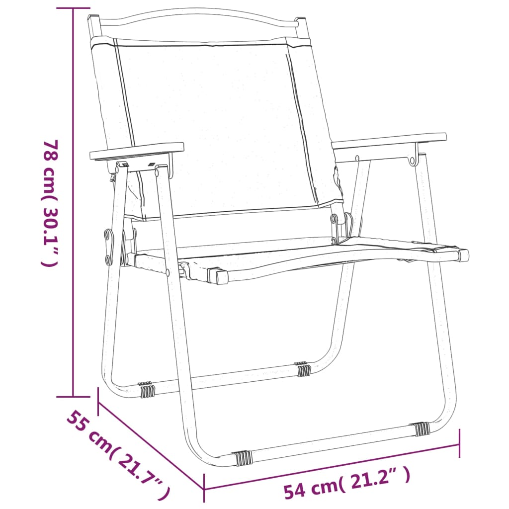 vidaXL Sedie da Campeggio 2 pz Beige 54x55x78 cm Tessuto Oxford