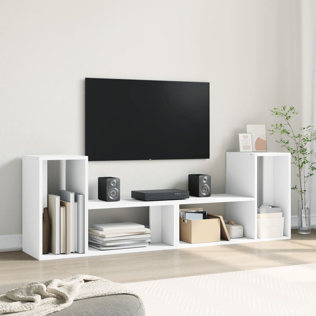 vidaXL Mobili TV a Parete 2pz Bianchi 75x30x50 cm in Legno Multistrato