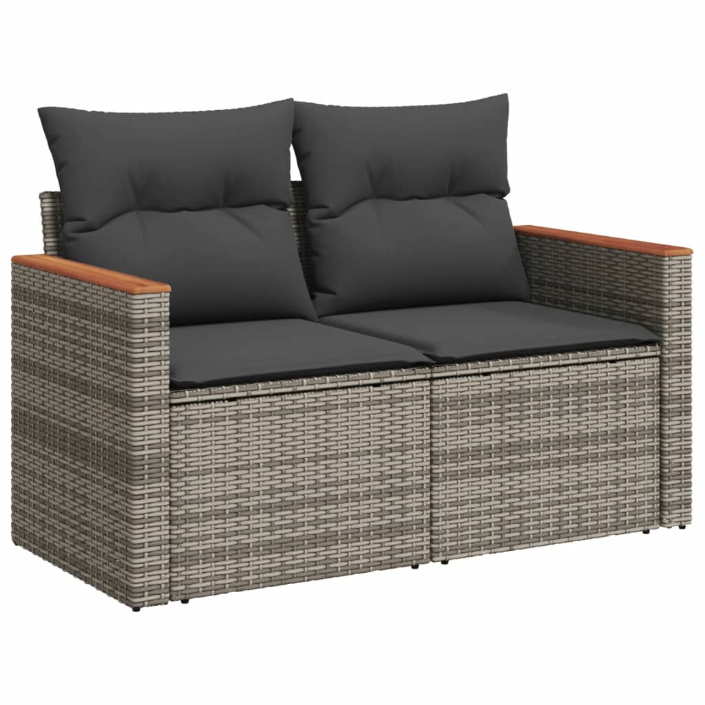 vidaXL Set Divani da Giardino 7 pz con Cuscini Grigio in Polyrattan