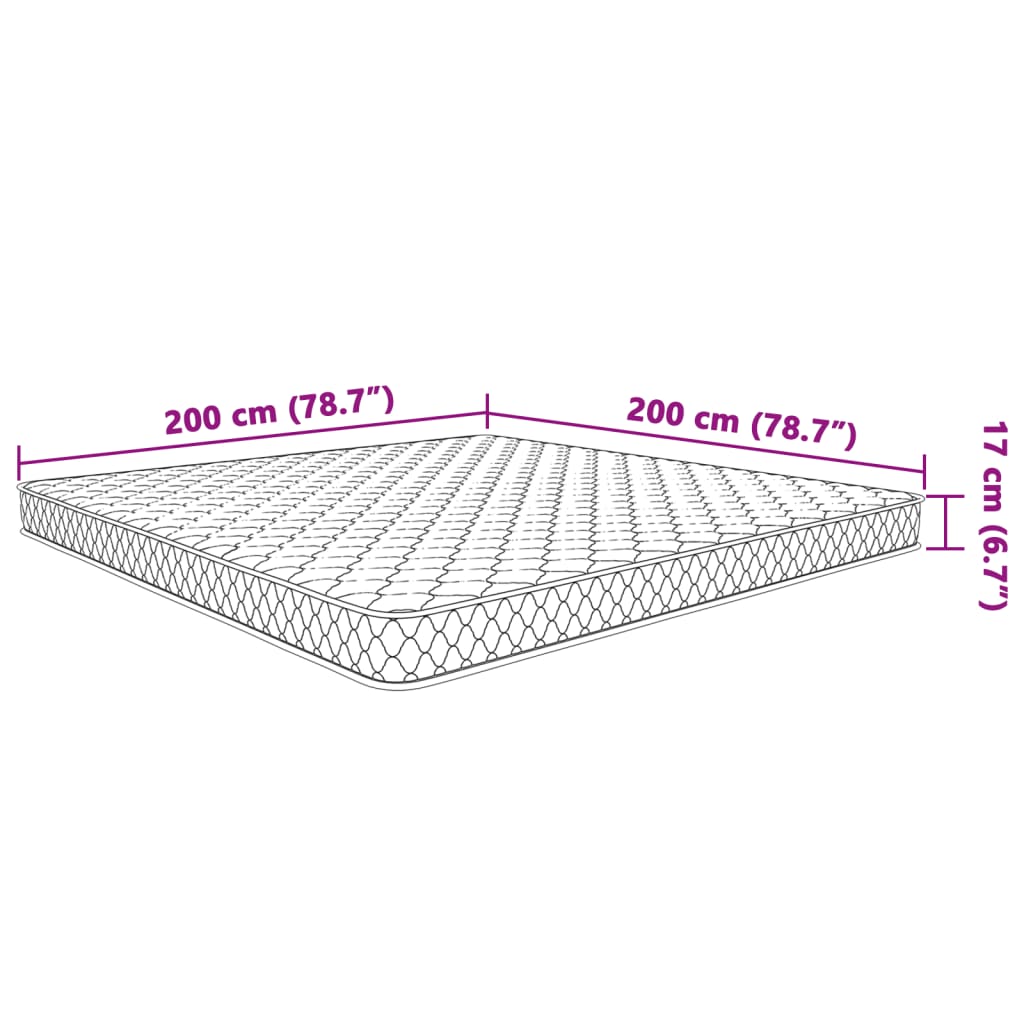 vidaXL Materasso Viscoelastico Bianco 200x200x17 cm