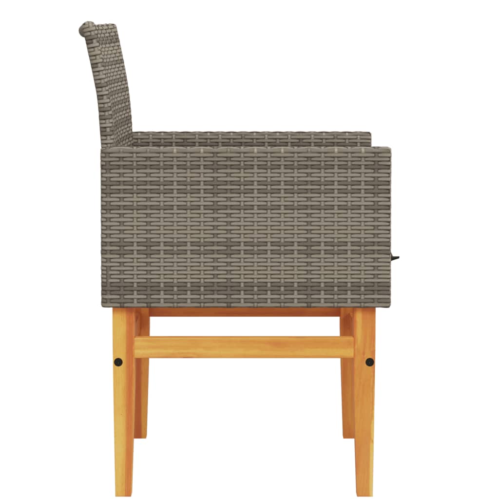 vidaXL Sedie Giardino con Cuscini 2pz Grigie Polyrattan Legno Massello