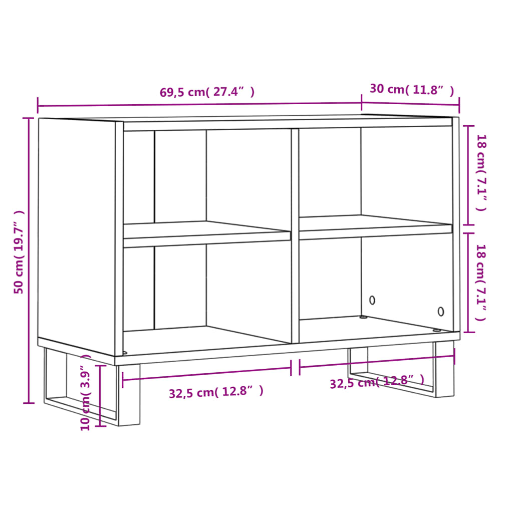 vidaXL Mobile Porta TV Bianco 69,5x30x50 cm in Legno Multistrato