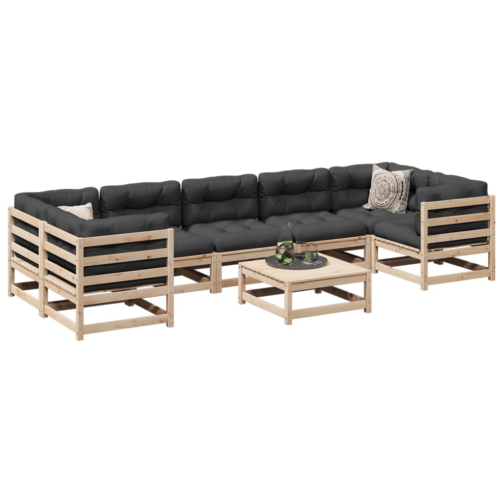 vidaXL Set Divani da Giardino 8 pz in Legno Massello di Pino