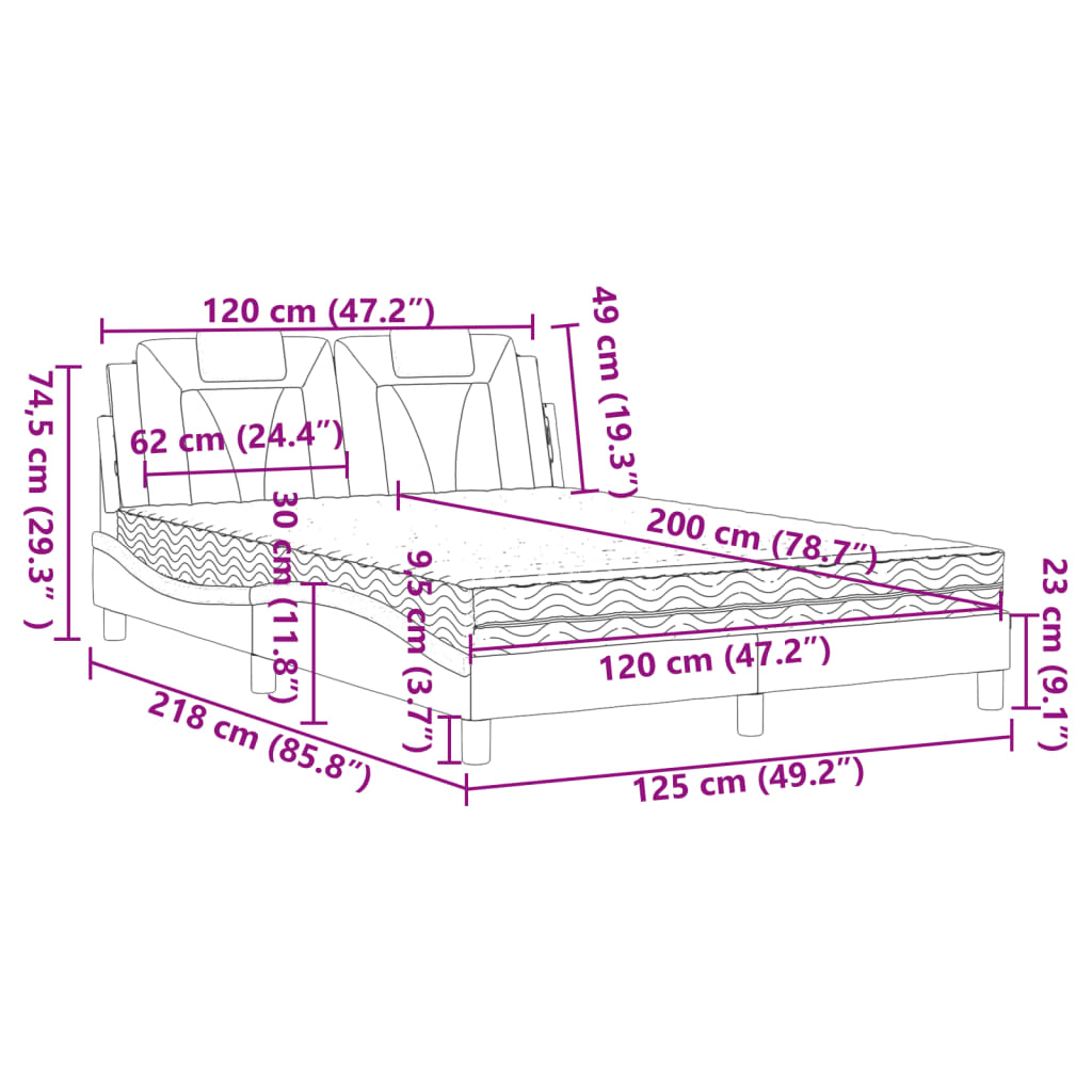 vidaXL Letto con Materasso Grigio 120x200 cm in Similpelle