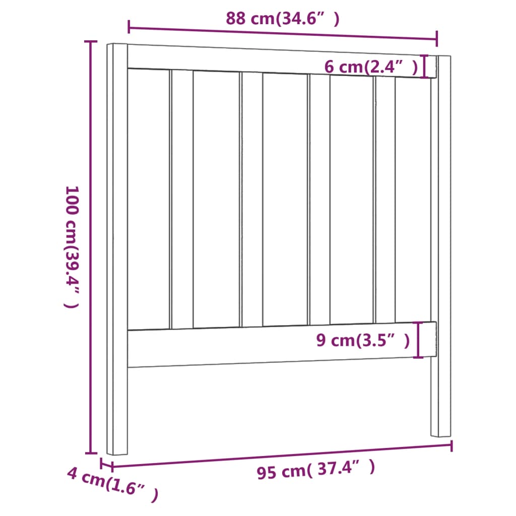 vidaXL Testiera per Letto 95x4x100 cm in Legno Massello di Pino