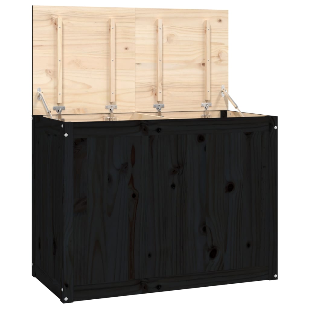 vidaXL Contenitore per Bucato Nero 88,5x44x66 cm Legno Massello Pino