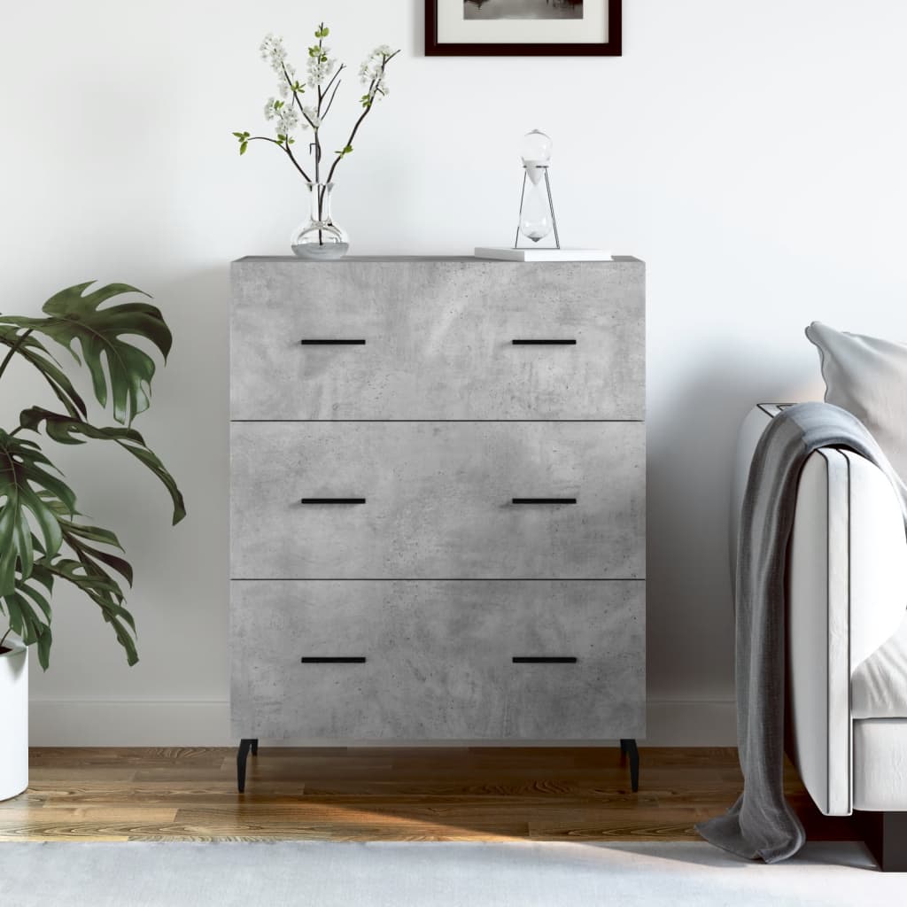 vidaXL Credenza Grigio Cemento 69,5x34x90 cm in Legno Multistrato