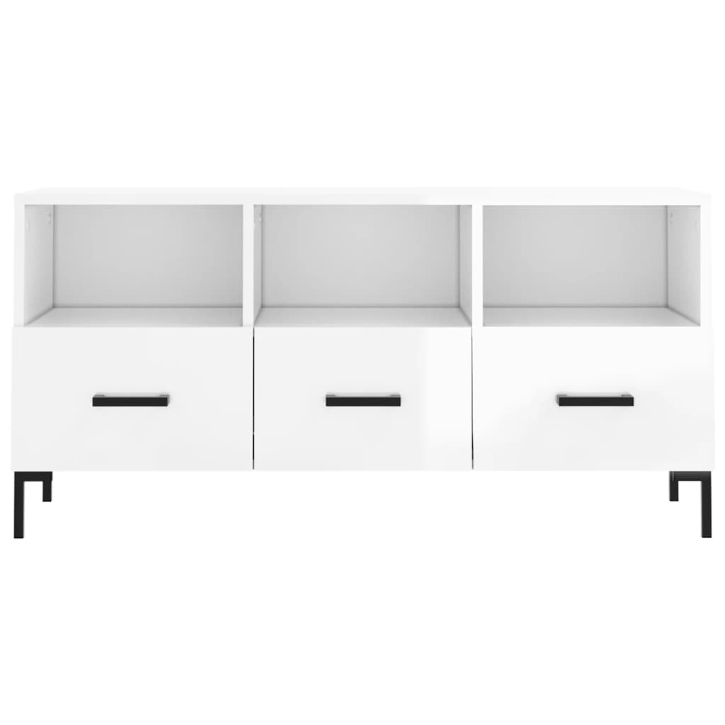 vidaXL Mobile Porta TV Bianco Lucido 102x36x50 cm in Legno Multistrato