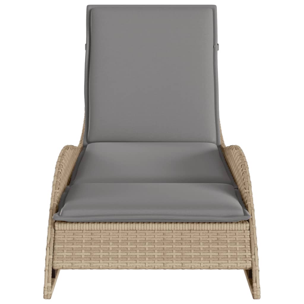 vidaXL Lettino Prendisole con Cuscino Beige 60x205x73 cm in Polyrattan