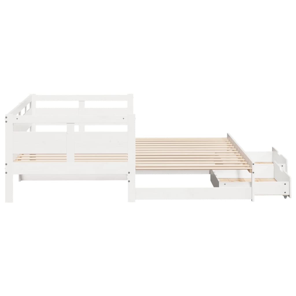 vidaXL Letto Estraibile con Cassetti senza Materasso Bianco 90x200 cm