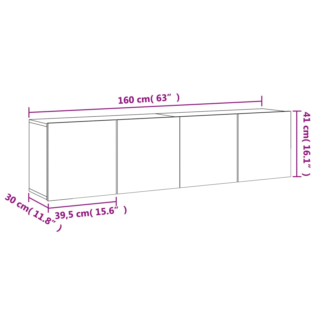 vidaXL Mobili TV a Parete 2pz Grigio Sonoma 80x30x41 cm