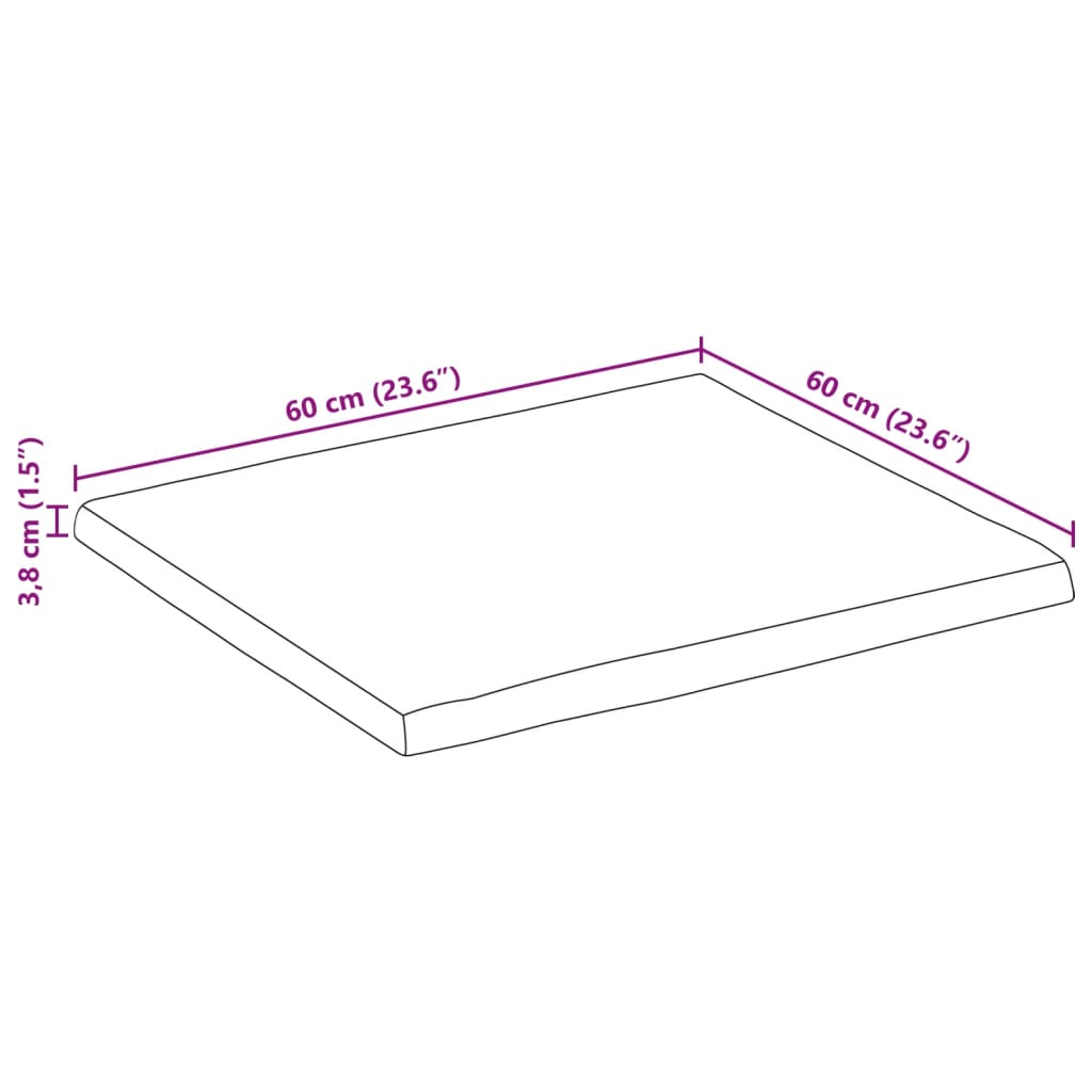 vidaXL Piano per Tavolo 60x60x3,8cm Bordi Vivi in Legno Massello Mango