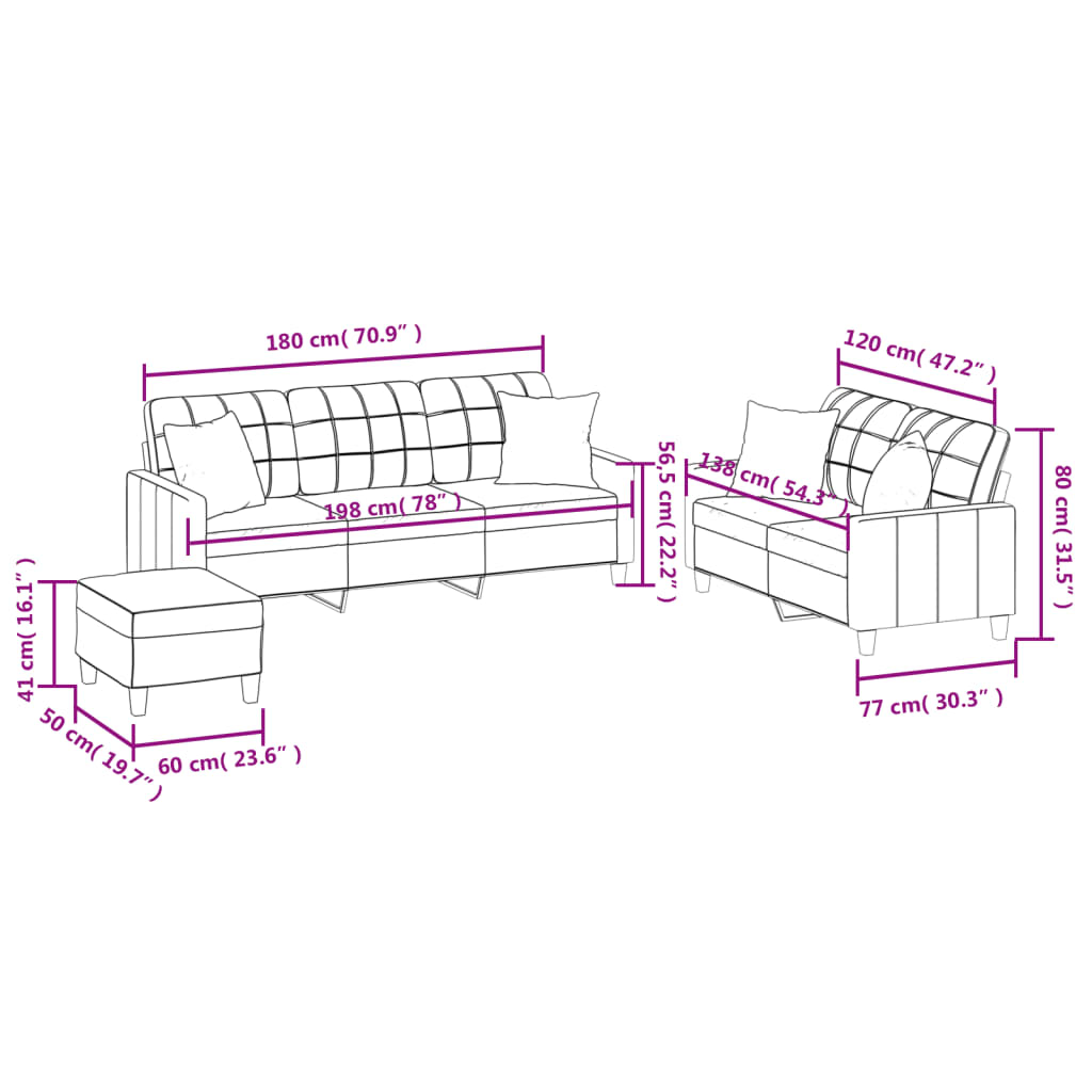 vidaXL Set di Divani 3 pz con Cuscini Grigio in Similpelle