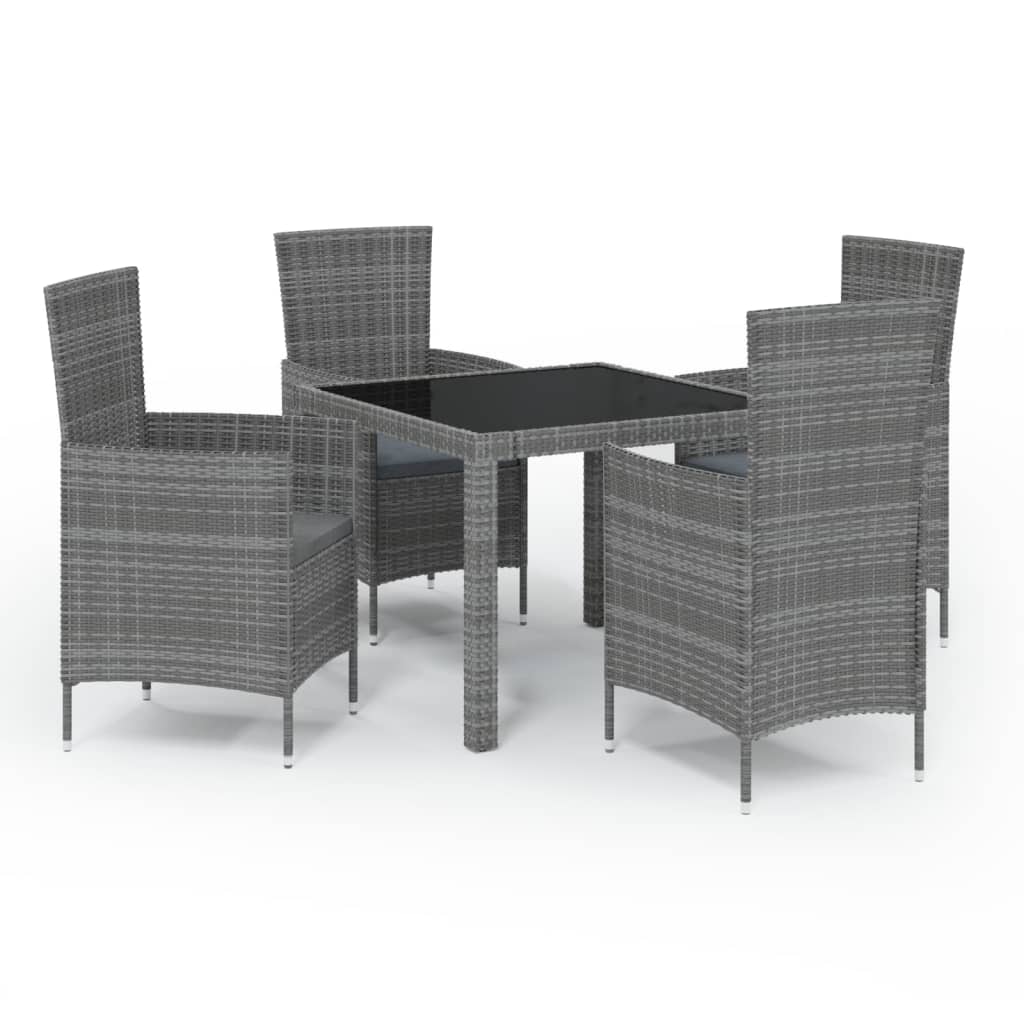 vidaXL Set da Pranzo da Esterno 5 pz con Cuscini in Polyrattan Grigio