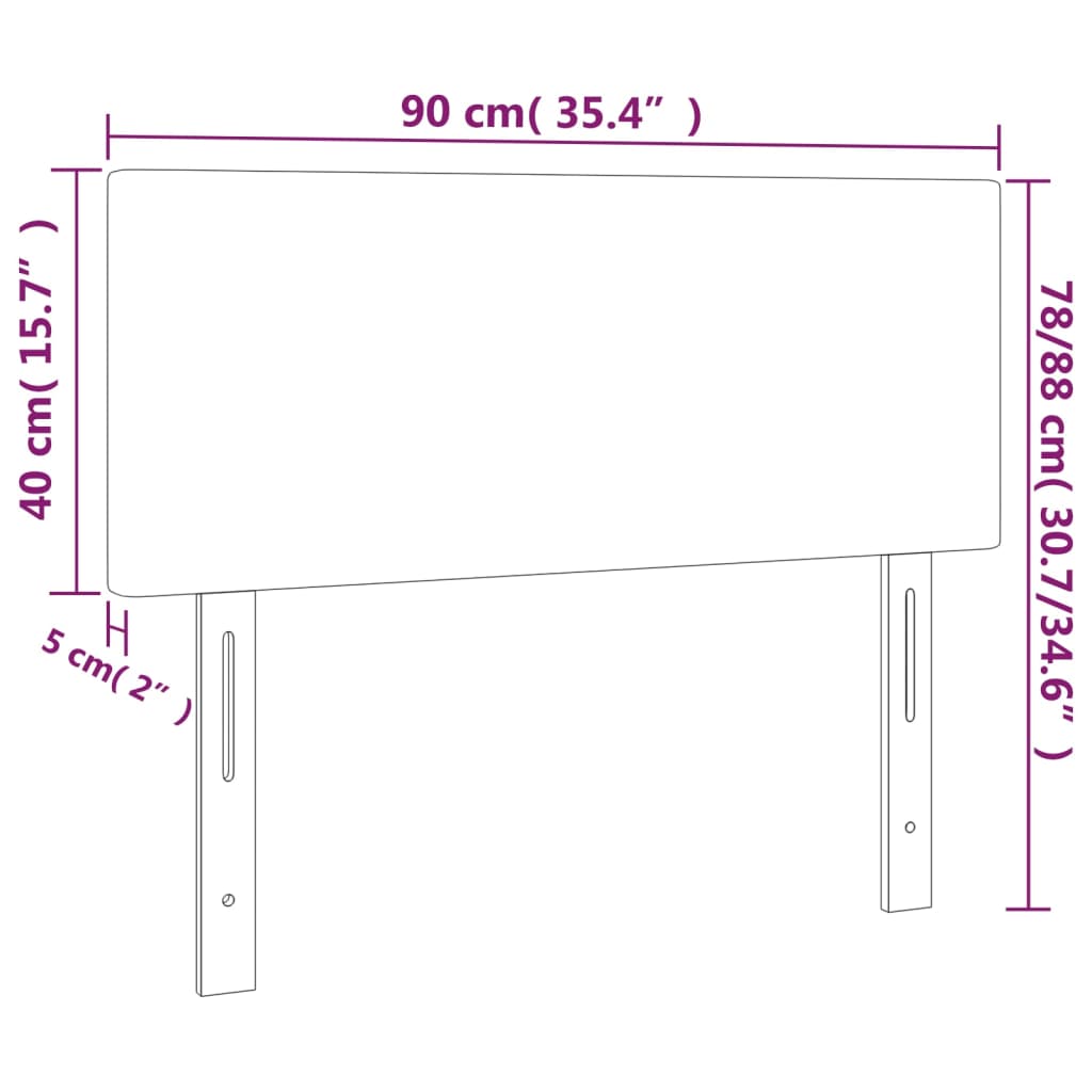 vidaXL Testiera a LED Crema 90x5x78/88 cm in Tessuto