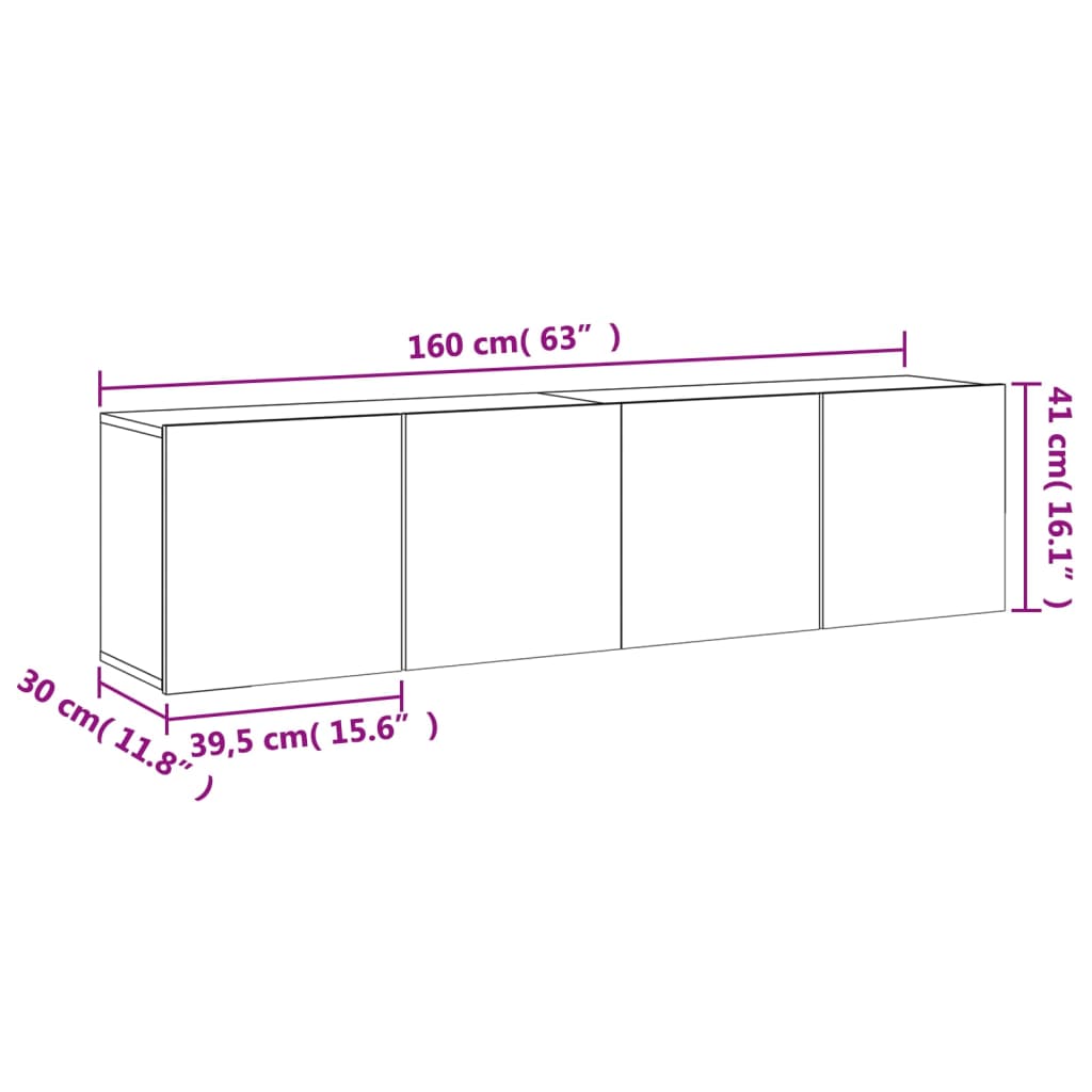 vidaXL Mobili TV a Parete 2pz Rovere Marrone 80x30x41 cm