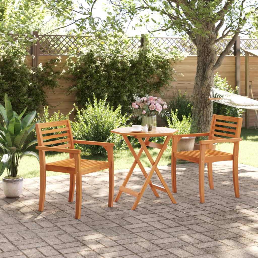 vidaXL Tavolo da Giardino Pieghevole Ø70x75cm Legno Massello di Acacia