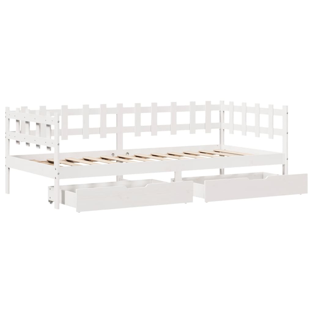 vidaXL Dormeuse con Cassetti Bianca 80x200 cm Legno Massello di Pino