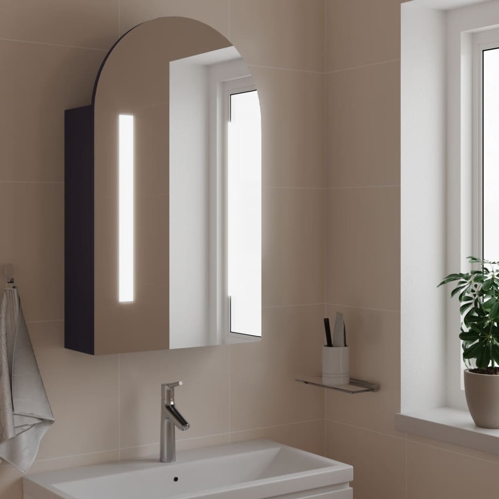 vidaXL Armadietto Bagno con Specchio e LED ad Arco Grigio 42x13x70 cm