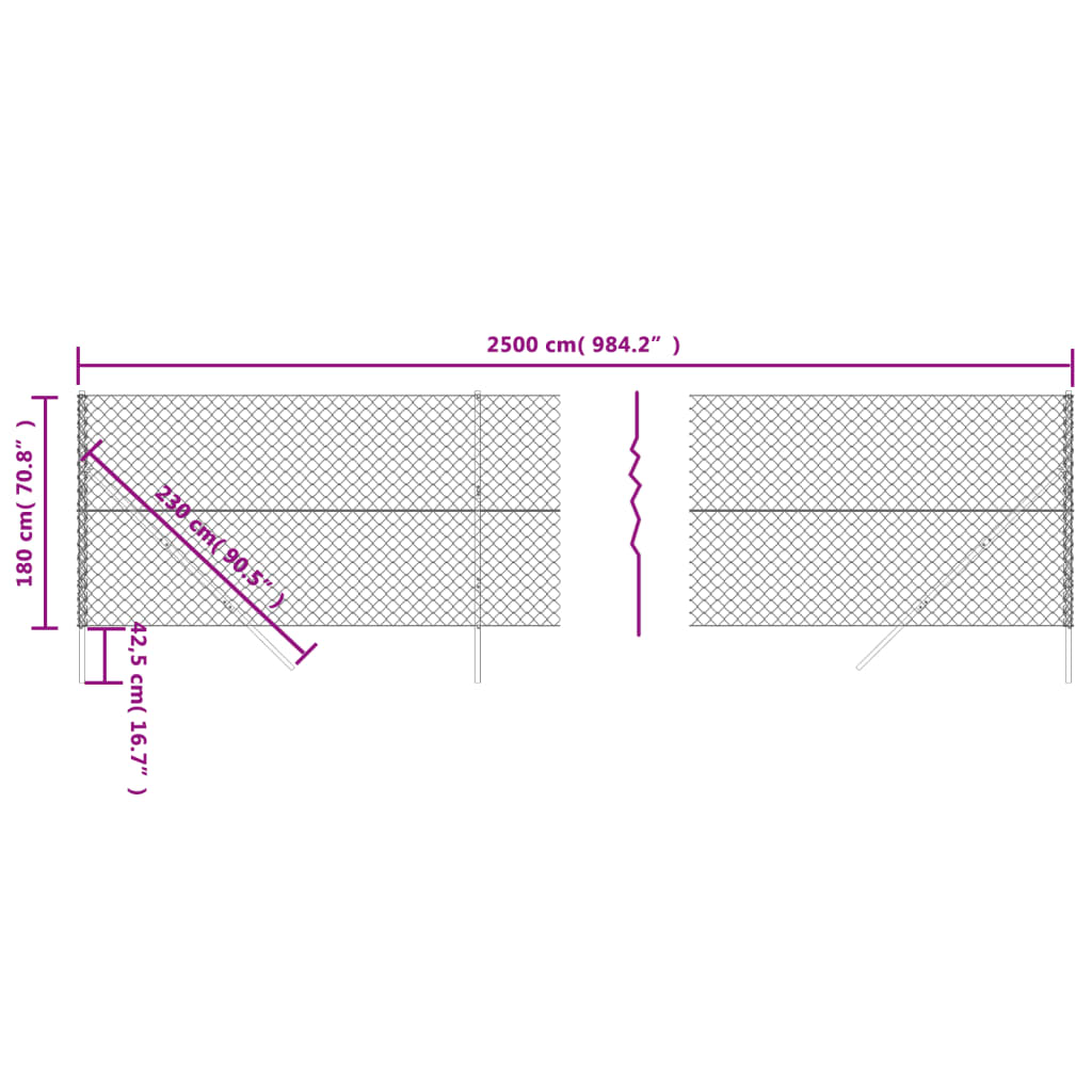 vidaXL Recinzione a Rete Antracite 1,8x25 m