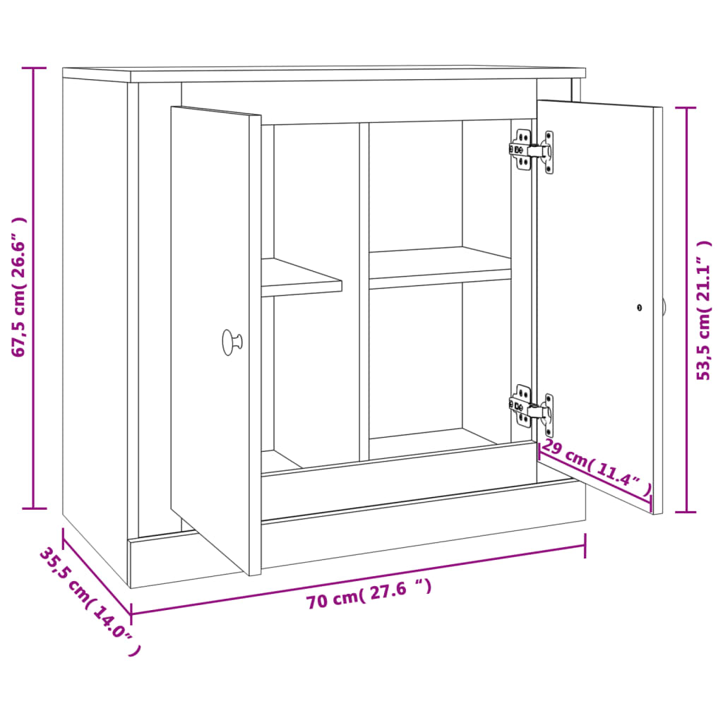 vidaXL Credenza Grigio Cemento 70x35,5x67,5 cm in Legno Multistrato