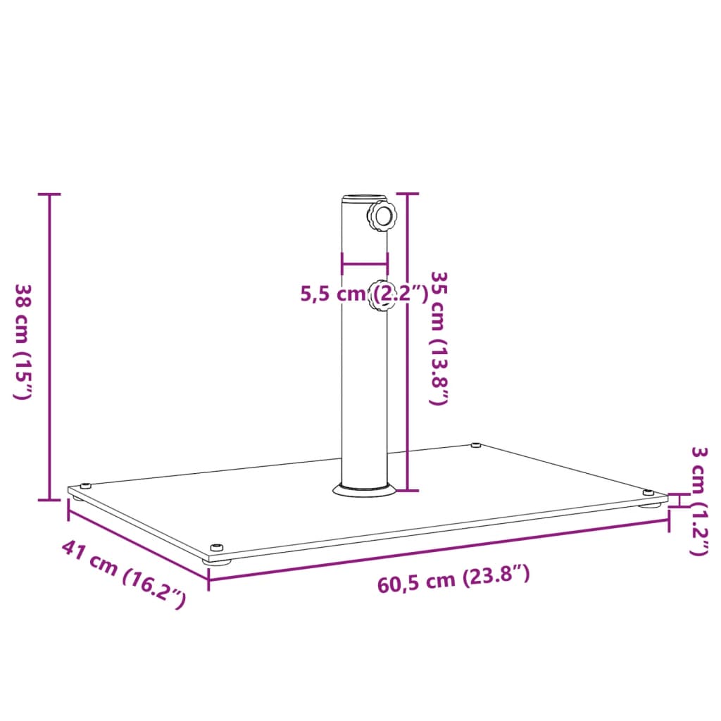 vidaXL Base per Ombrellone per Pali Ø32/38/48 mm 15 kg Rettangolare